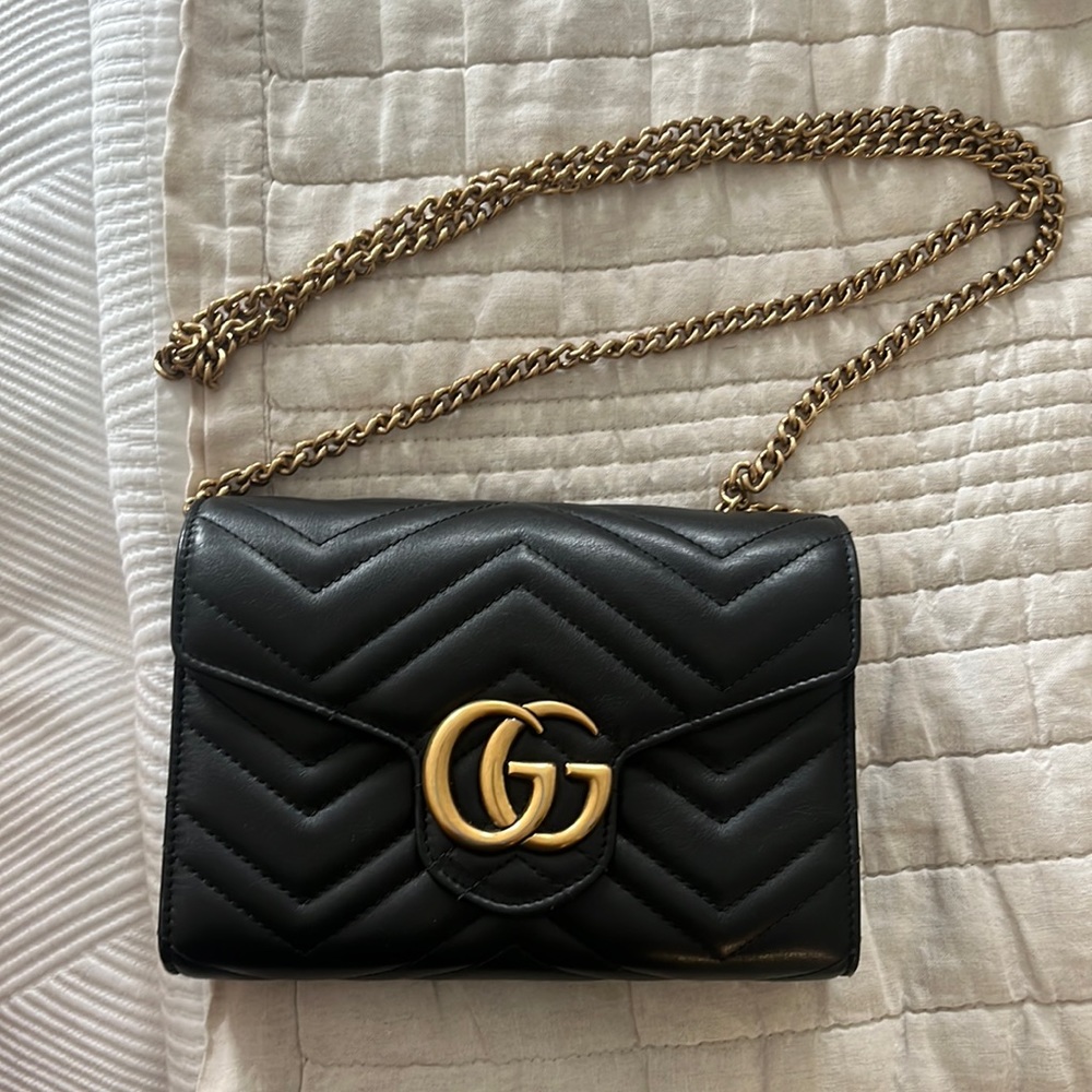 GG Marmont wallet on a chain